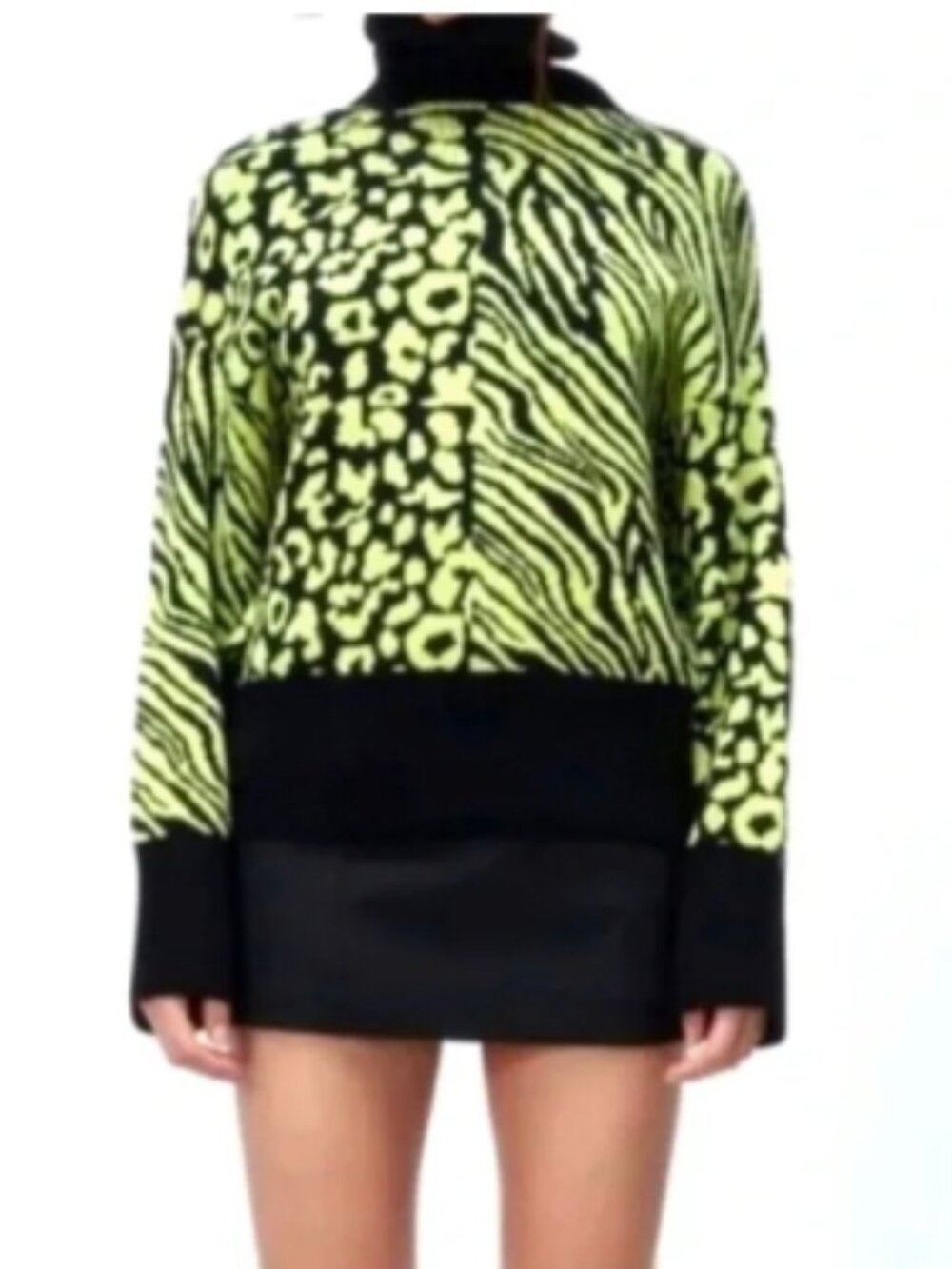 Zara Cheetah Leopard Print Turtleneck Sweater Size Small